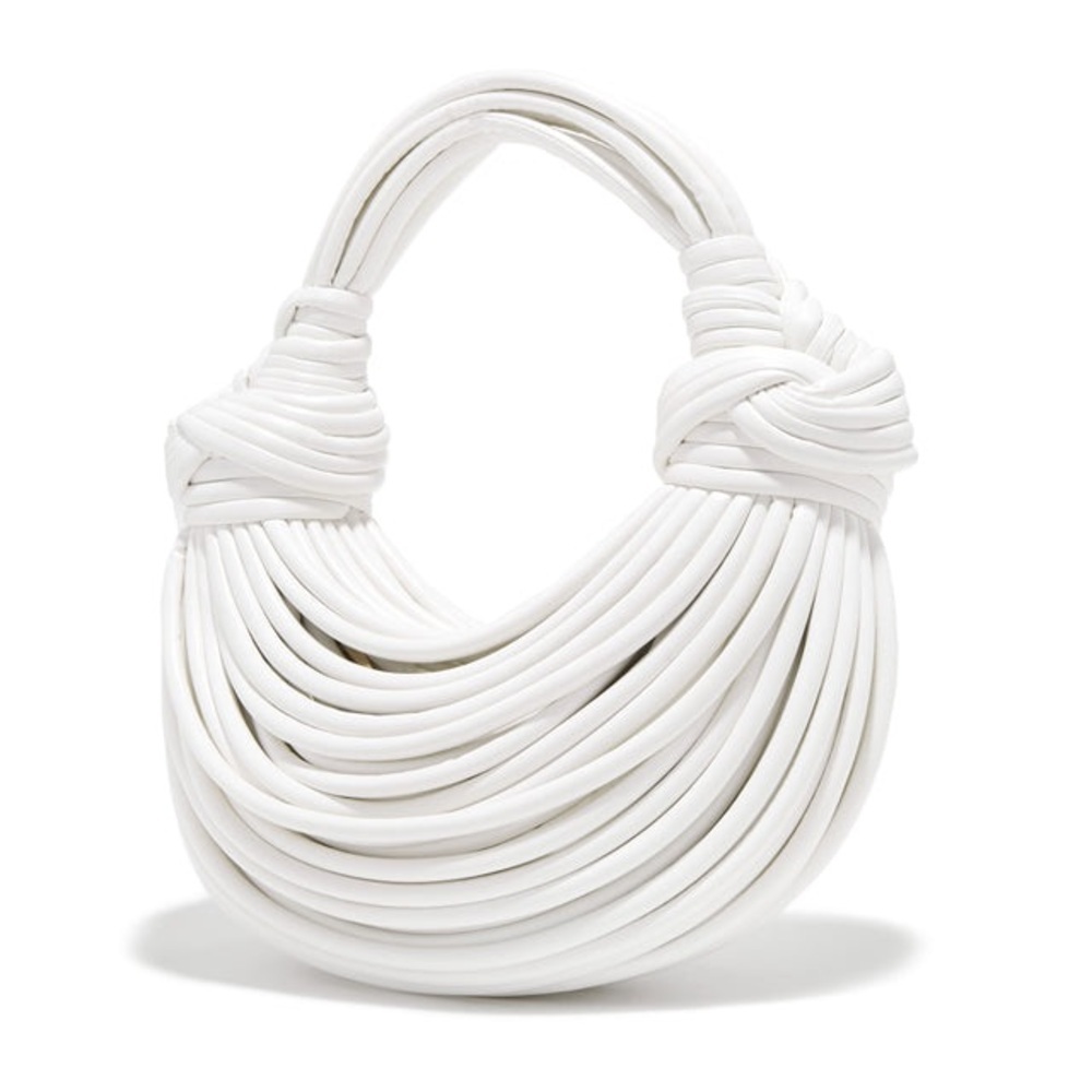 White Knotted Padded Handle Shoulder Bag | Sculptural Minimalist Purse